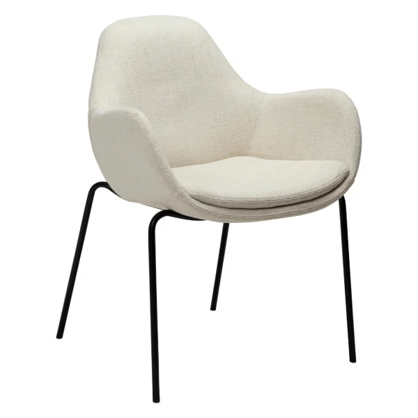 Zimmer Dan-Form Esszimmerstuhl mit Armlehnen Bouclé beige.