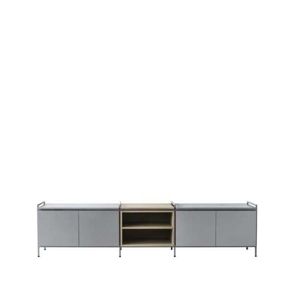 Zweed Molto Låg Sideboard Grau/Eiche, 3 Teile
